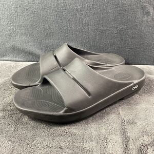 OOFOS OOahh Recovery Sport Slides Black Mens 12 Women 14 Comfort Sandal Orthotic